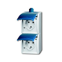 B&J WATERDICHT WANDCONTACTDOOS RANDAARDE DUBBEL OPBOUW IP44 VERTIKAAL 20-02 EW-53-503