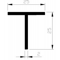 ALUMINIUM BLANK T PROFIEL 25X25X2