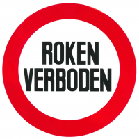 RONDBORD WIT M.RODE RAND 235MM TEKST "ROKEN VERBODEN"