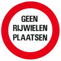 RONDBORD WIT M.RODERAND 235MMTEKST"GEEN RIJWIELEN PLAATSEN "