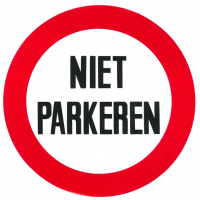 RONDBORD WIT M.RODE RAND 235MM TEKST "NIET PARKEREN"