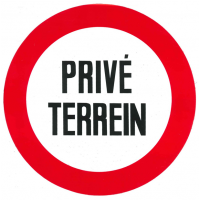 RONDBORD WIT M.RODE RAND 235MM TEKST "PRIVÉ TERREIN"