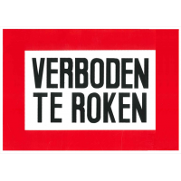 BORD WIT-ROOD 135X195MM "VERBODEN TE ROKEN"