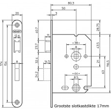 1264/5-50 LS BADKAMERSLOT 50MM MESSING VOORPLAAT LINKS DR2