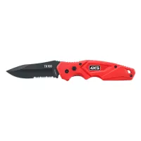 TK100 ROBUUST KLAPMES MET GEDEELTELIJKE GLADDE SLIJPING EN GEKARTELDE RAND OP HET LEMMET DROP POINT KNIFE (BLACK BLADE)