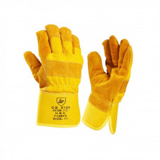 HANDSCHOEN WINTER RUNDSPLITLEER GEEL FOAMVOERING