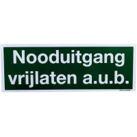 STICKER NOODUITGANG VRIJLATEN A.U.B. 90X250MM