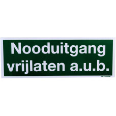 STICKER NOODUITGANG VRIJLATEN A.U.B. 90X250MM