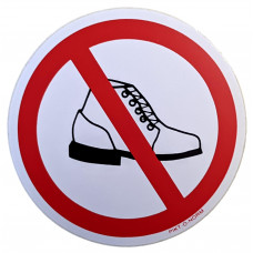 STICKER VERBODEN OP SCHOENEN TE LOPEN Ø 90MM