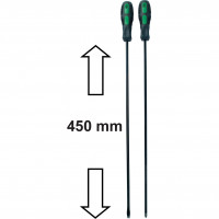 SLEUF- EN KRUISKOP SCHROEVENDRAAIERSET CLOSETPOTSCHROEVENDRAAIER 2 DLG EXTRA LANG 450MM 11250