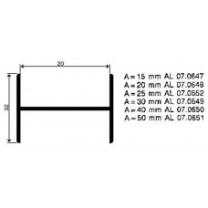 ALUMINIUM BLANK H PROFIEL GELIJK 20 MM