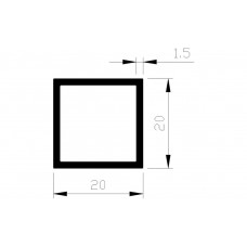 ALUMINIUM BLANK BUIS VIERKANT 20X20X1,5