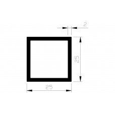 ALUMINIUM BLANK BUIS VIERKANT 25X25X2