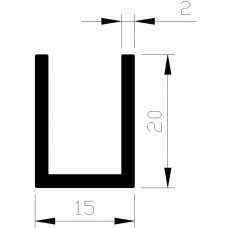 ALUMINIUM BLANK U-PROFIEL 20X15X20X2