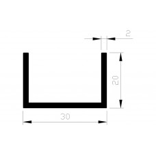 ALUMINIUM BLANK U-PROFIEL 20X30X20X2