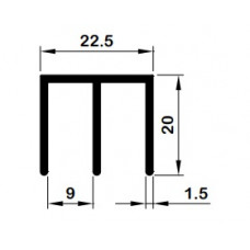 BOVEN SCHUIFRAIL 9MM ALUMINIUM BLANK GEANODISEERD