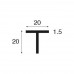 PVC T PROFIEL 20X20X1,5MM ZWART