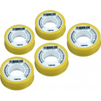 TEFLON TAPE 12X0.1MM 12MTR VOOR GAS PER 5 STUKS [TP380700]