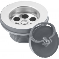 AFVOERPLUG SPOELBAK 70MM 1 1/2" GRIJS/RVS [T352004R]