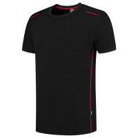 T-SHIRT ACCENT ZWART/ROOD M