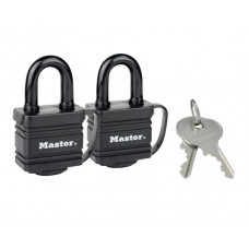 MASTERLOCK HANGSLOT GELAMINEERD ZWART 40 MM KA SET á 2 STUKS