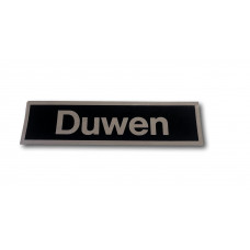 STICKER 165X45 ZWART/ZILVER TEKST "DUWEN" HORIZONTAAL